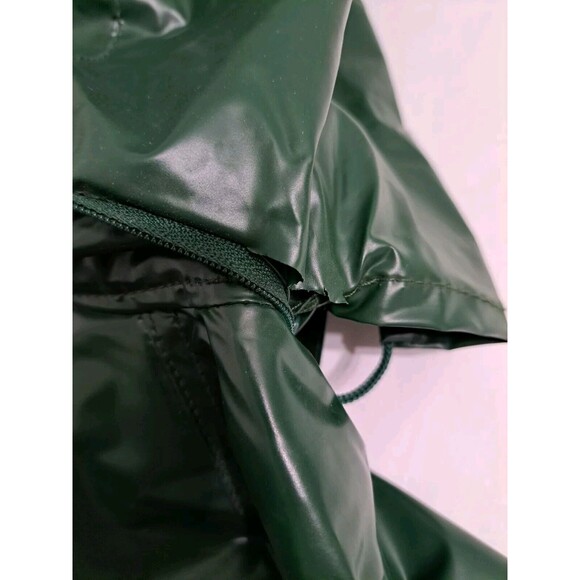 Duck Bay Raincoat PVC Rain Jacket Mens Medium Hooded Insulated Plaid Lined Green - Picture 9 of 12